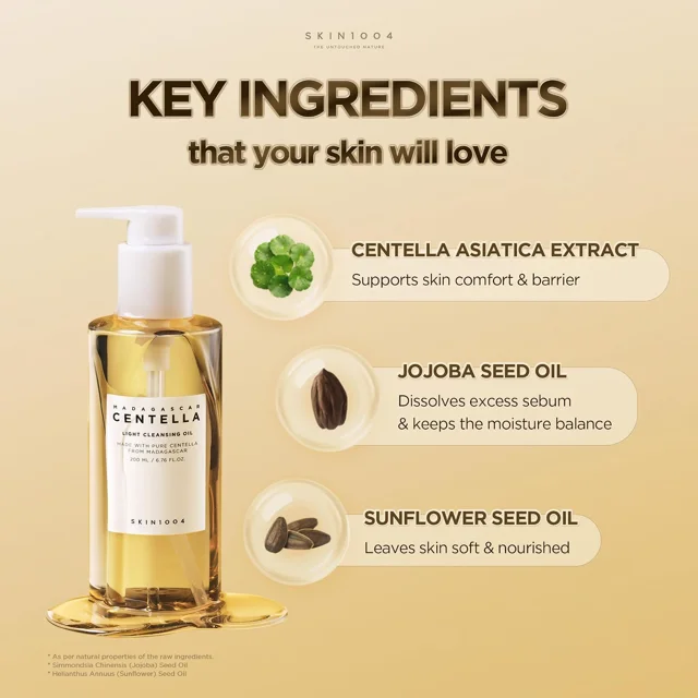 ترکیبات کلیدی روغن پاککننده سنتلا SKIN1004